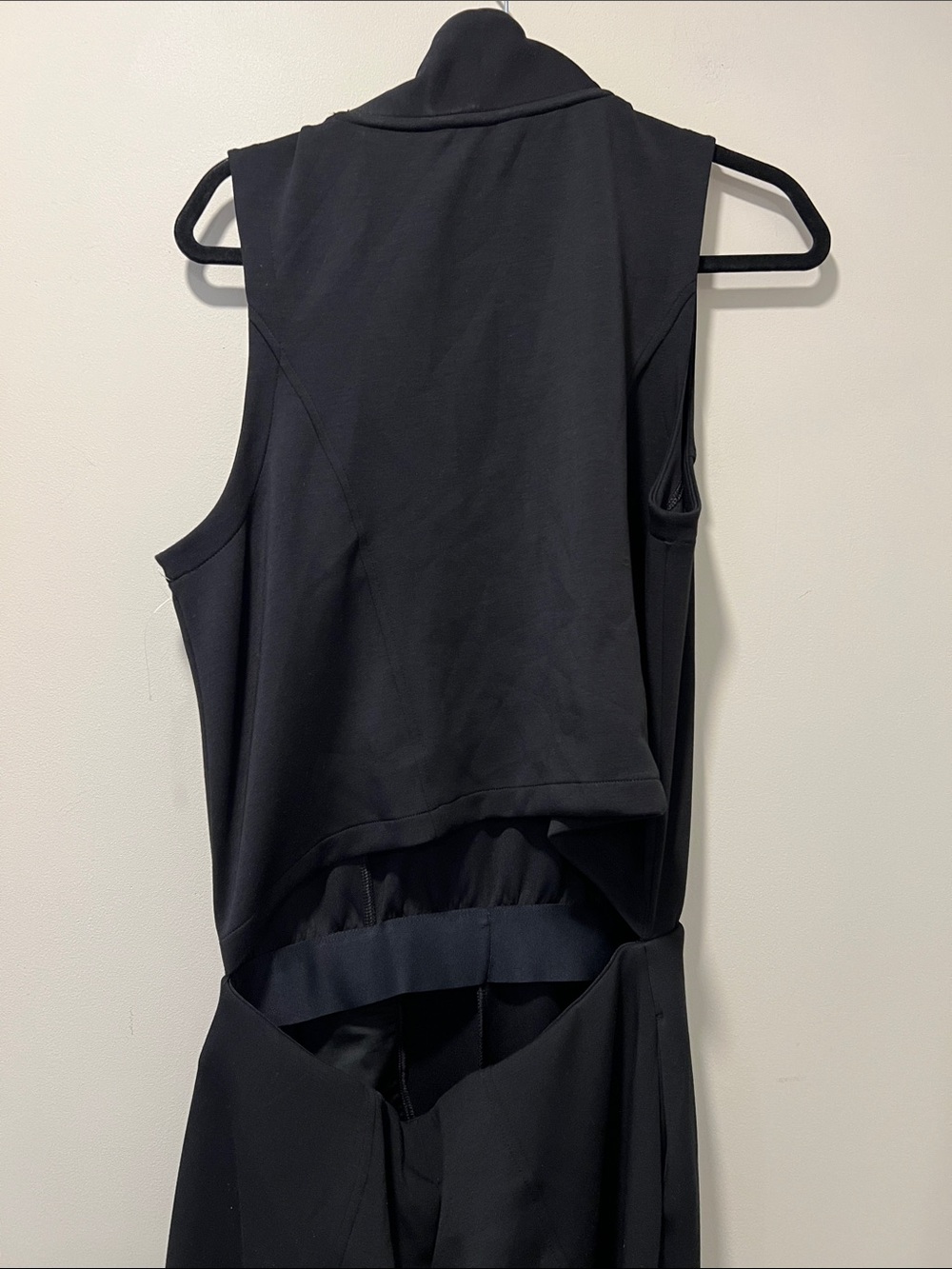SPANX AirEssentials Draped Jumpsuit Black Sleeveless Wide-Leg Zip-Front - XLarge - Picture 6 of 9